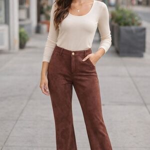 Marc New York Chocolate Brown Suede Trousers